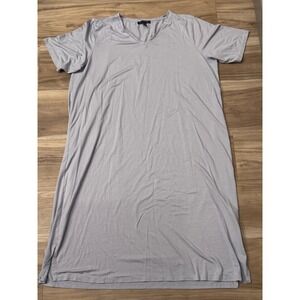 Eileen‎ Fisher Gray purple V Neck Short Sleeve Knit Midi Dress Size L/G x2